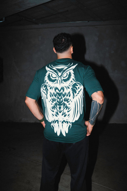 Royal Owl Premium Tee — Emerald Wings