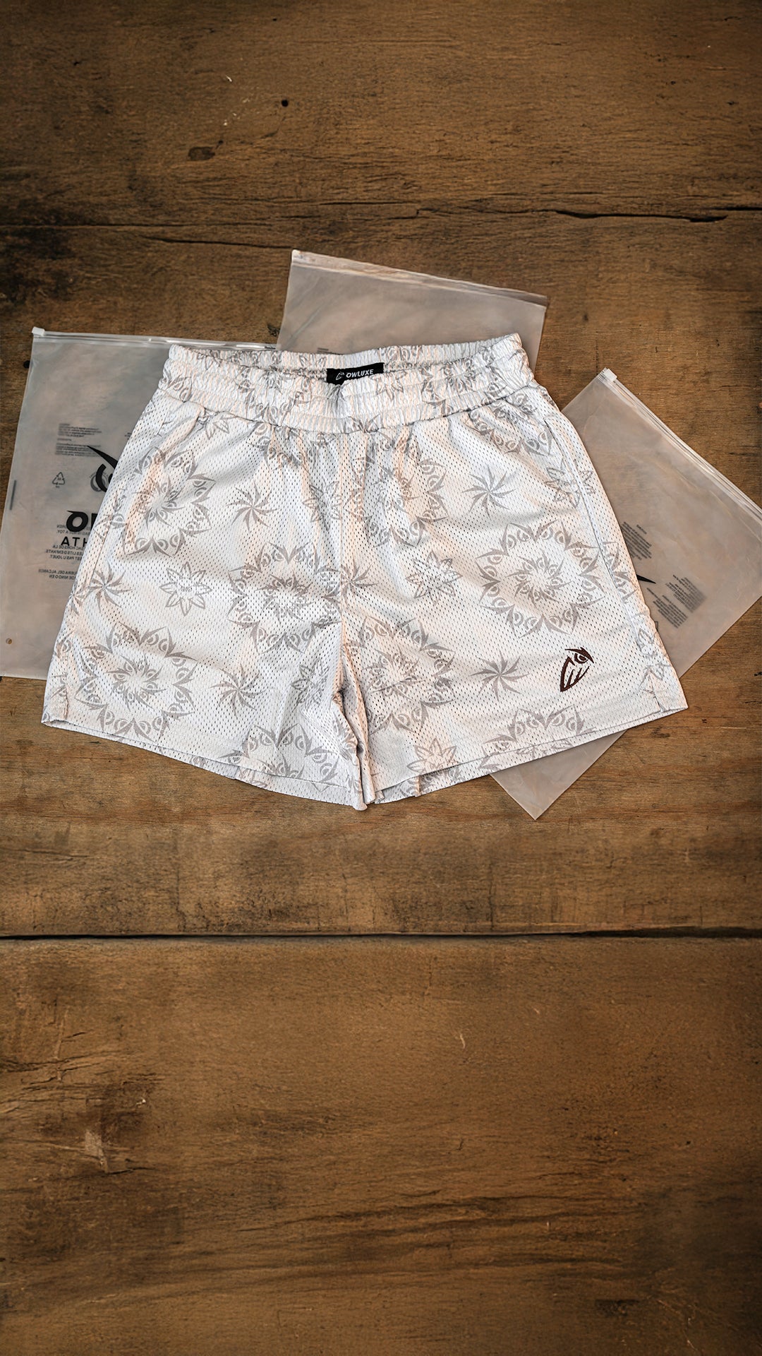 Cream Mandala Mesh Shorts