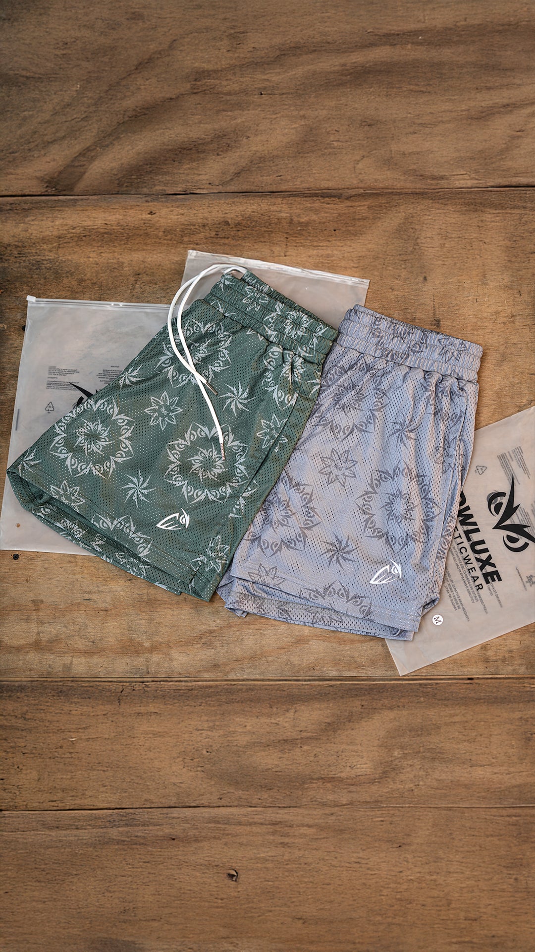 Olive Green Mandala Mesh Shorts