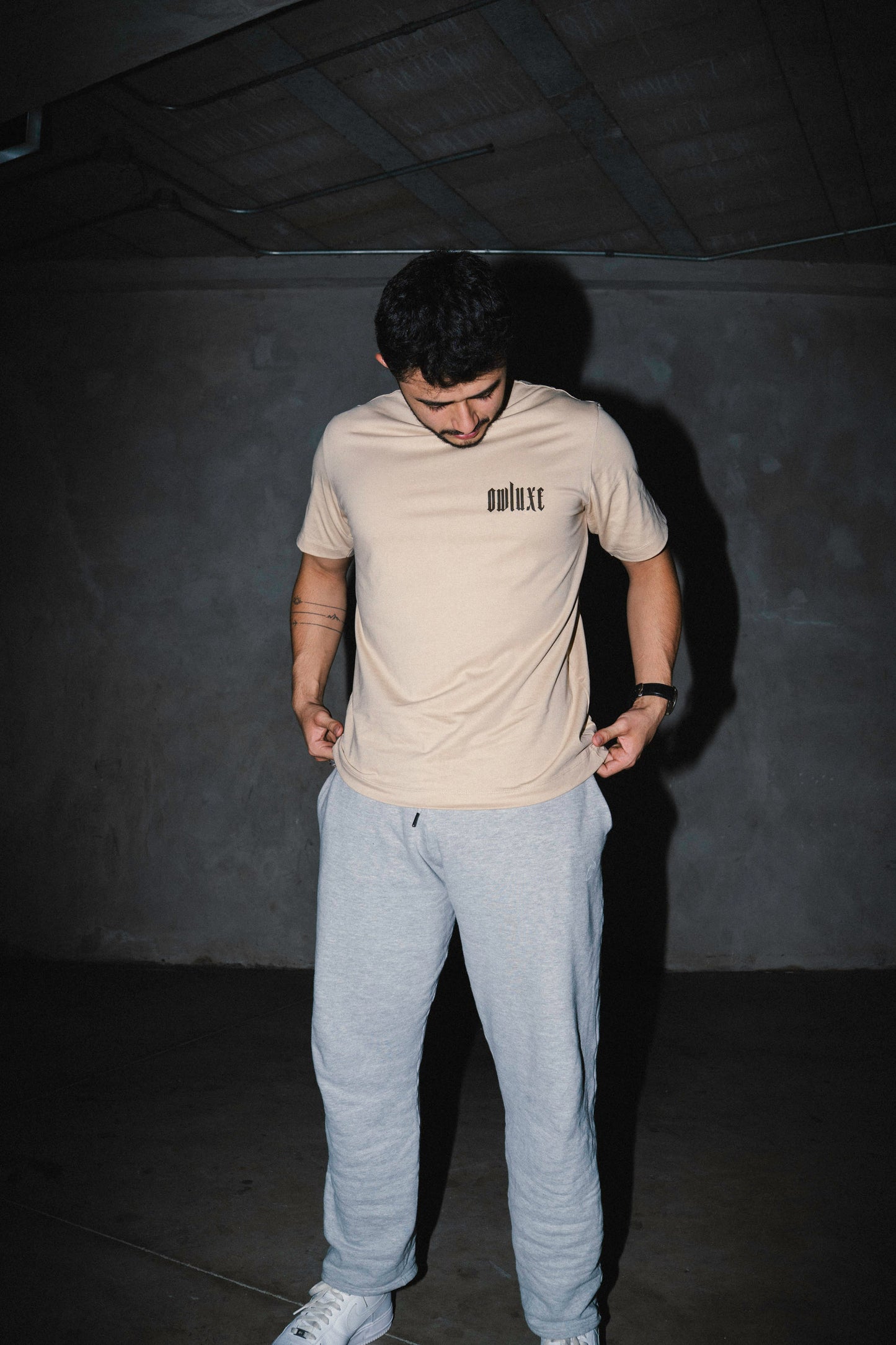 Royal Owl Premium Tee — Sandstone