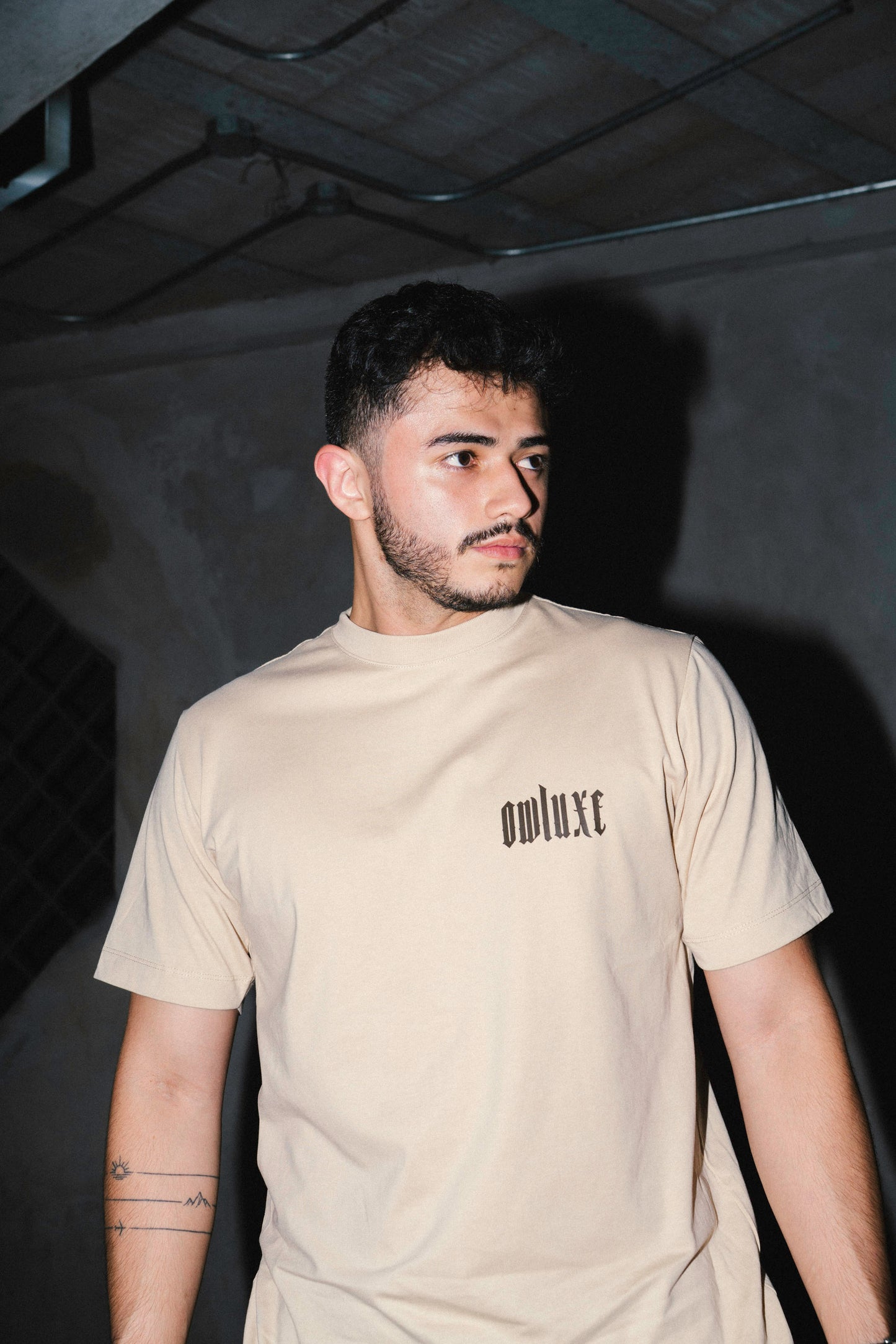 Royal Owl Premium Tee — Sandstone