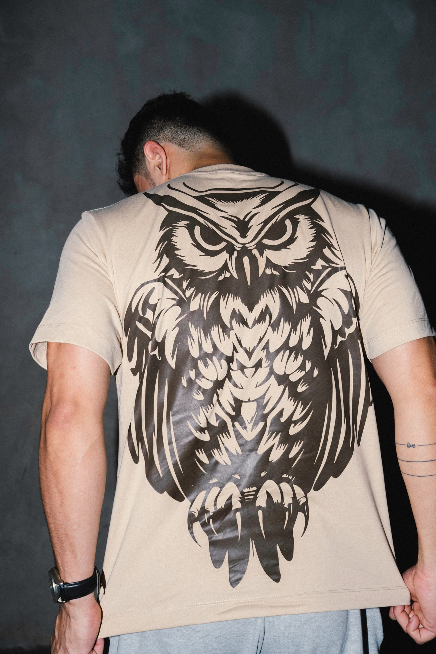 Royal Owl Premium Tee — Sandstone